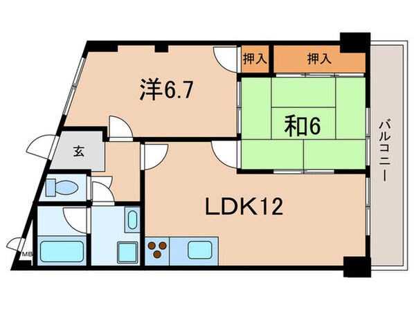 土山ヤングコ－ポの物件間取画像